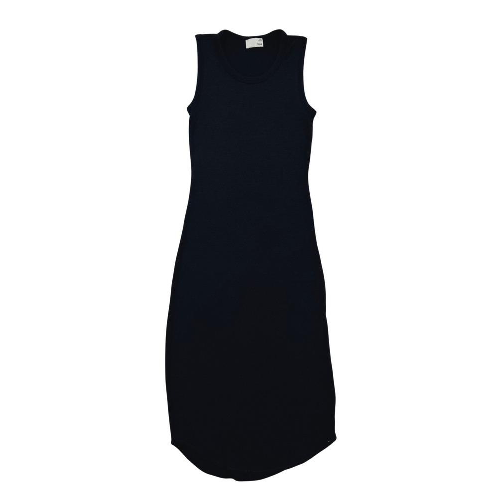 Wilfred Free Bruni Midi Dress Women XXS Black Good Ribbed Sleeveless Curved Hem